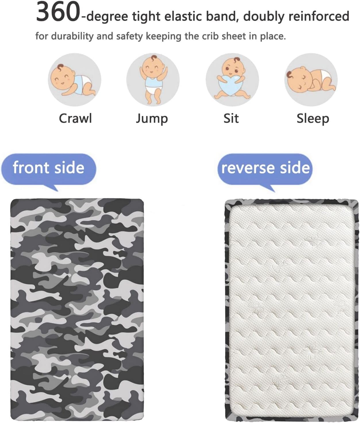 Sábana bajera ajustable para cuna con temática de camuflaje, sábana bajera estándar para cuna para niños pequeños, ideal para habitación de niños o