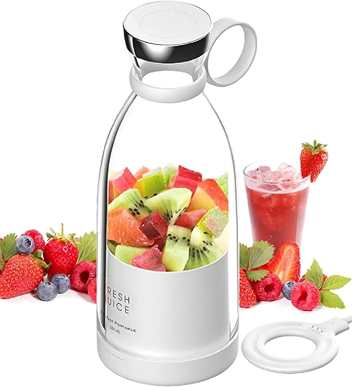 Licuadora de tamaño personal, licuadora portátil de jugo fresco para batidos o batidos, mezcladora personal, licuadora portátil, licuadora