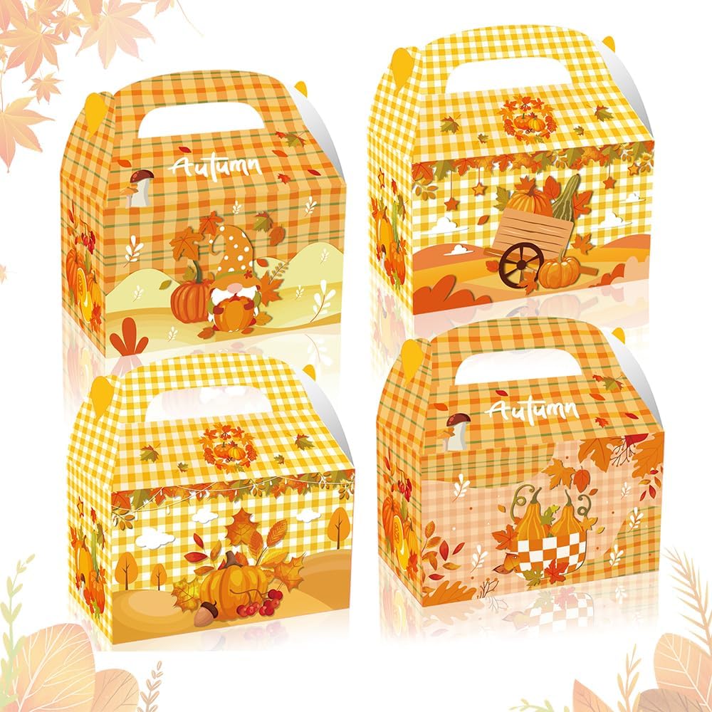 Estivaux 12 cajas de dulces de otoño, cajas de regalo de Acción de Gracias, bolsas de regalo de Acción de Gracias, caja de regalo de cosecha de