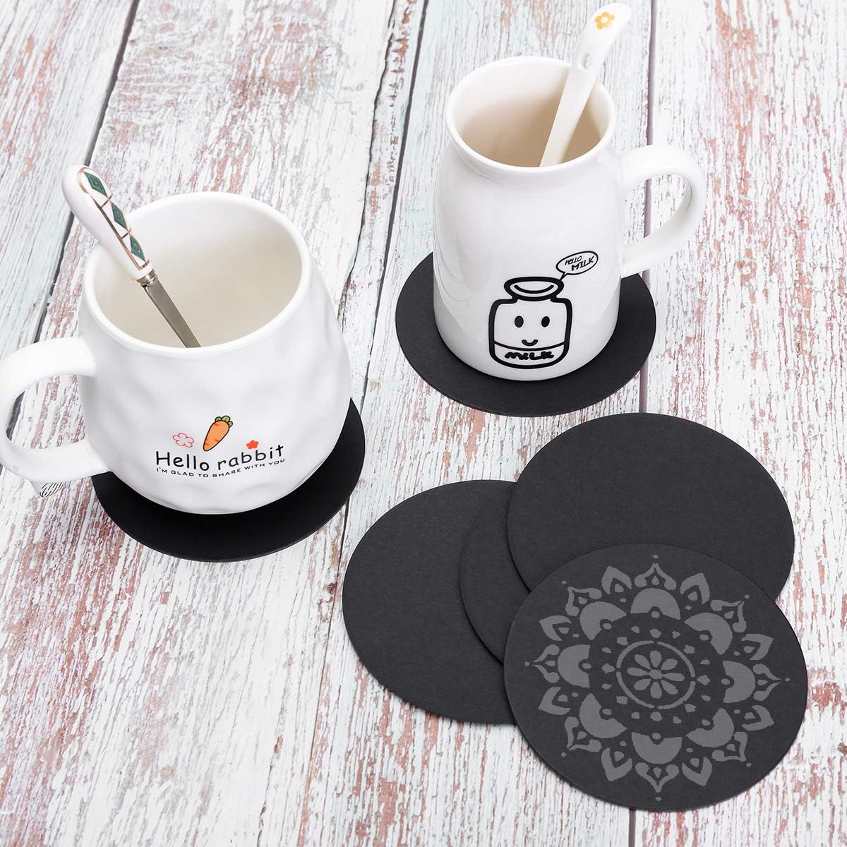 36 tarjetas redondas de papel kraft negro de 4 pulgadas, cartulina gruesa, portavasos, tarjetas de cartulina en blanco para pintura de mandala,