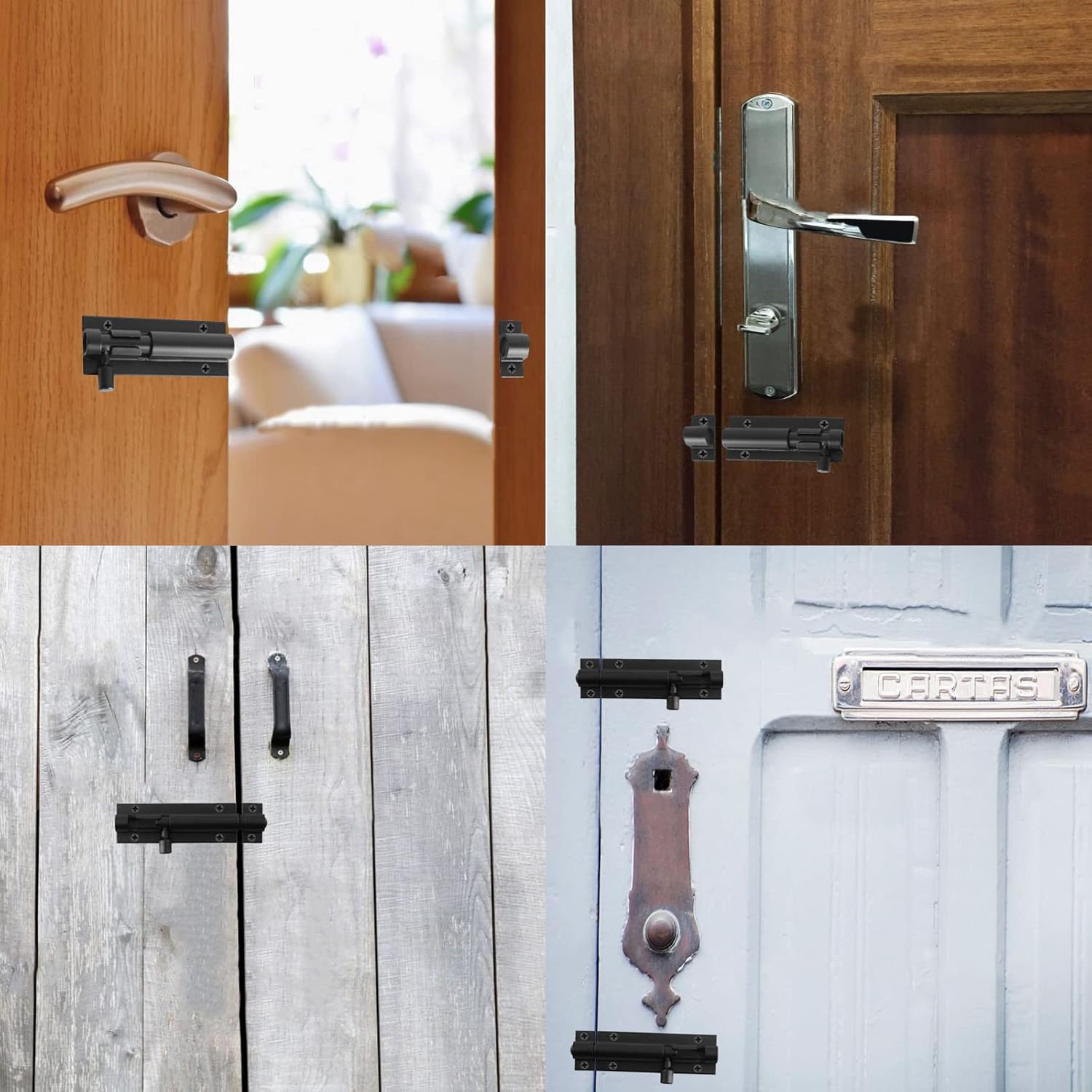 LUNKUIVY 6 piezas de pernos deslizantes de cerradura de puerta, 3 pulgadas de aleación de aluminio para puerta, cerrojo deslizante de seguridad con
