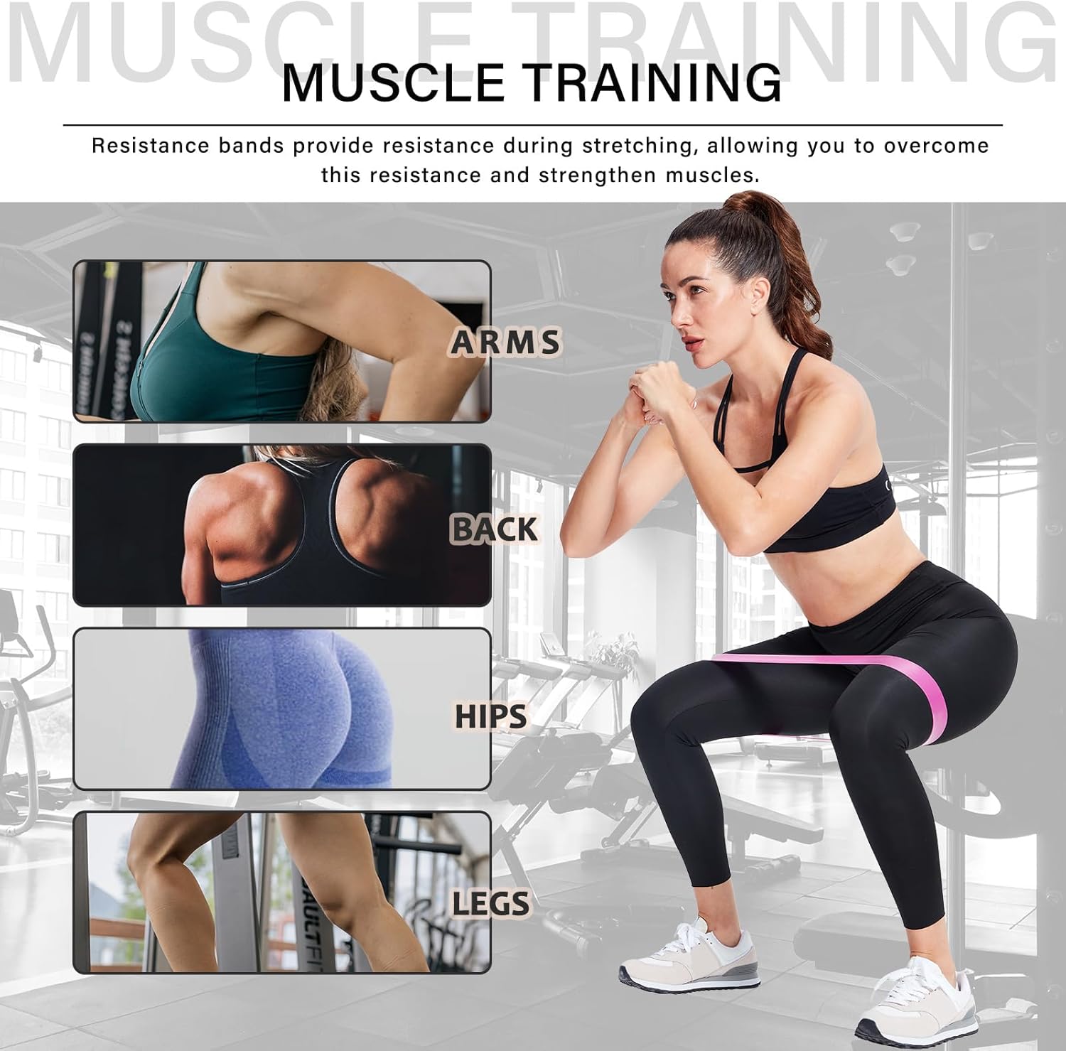 Bandas de ejercicio de resistencia para entrenar mujeres y hombres, paquete de 5 diferentes niveles de resistencia bandas de ejercicio para fitness