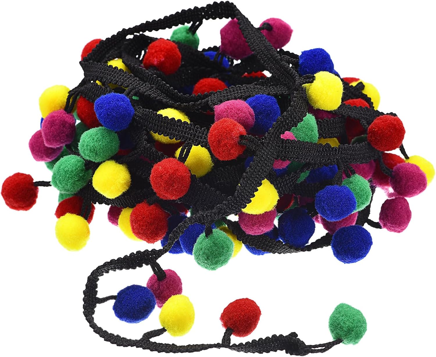 uxcell 5 yardas con flecos de pompón, accesorio de costura de cinta para manualidades, para el hogar, cortina, ropa, almohada, decoración, tipo de