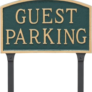 Montague Metal Products Letrero de placa de 5.5 x 9 pulgadas con estaca de césped de 23 pulgadas, verdedorado Montague Metal Products Letrero de placa de 5.5 x 9 pulgadas con estaca de césped de 23 pulgadas, verdedorado