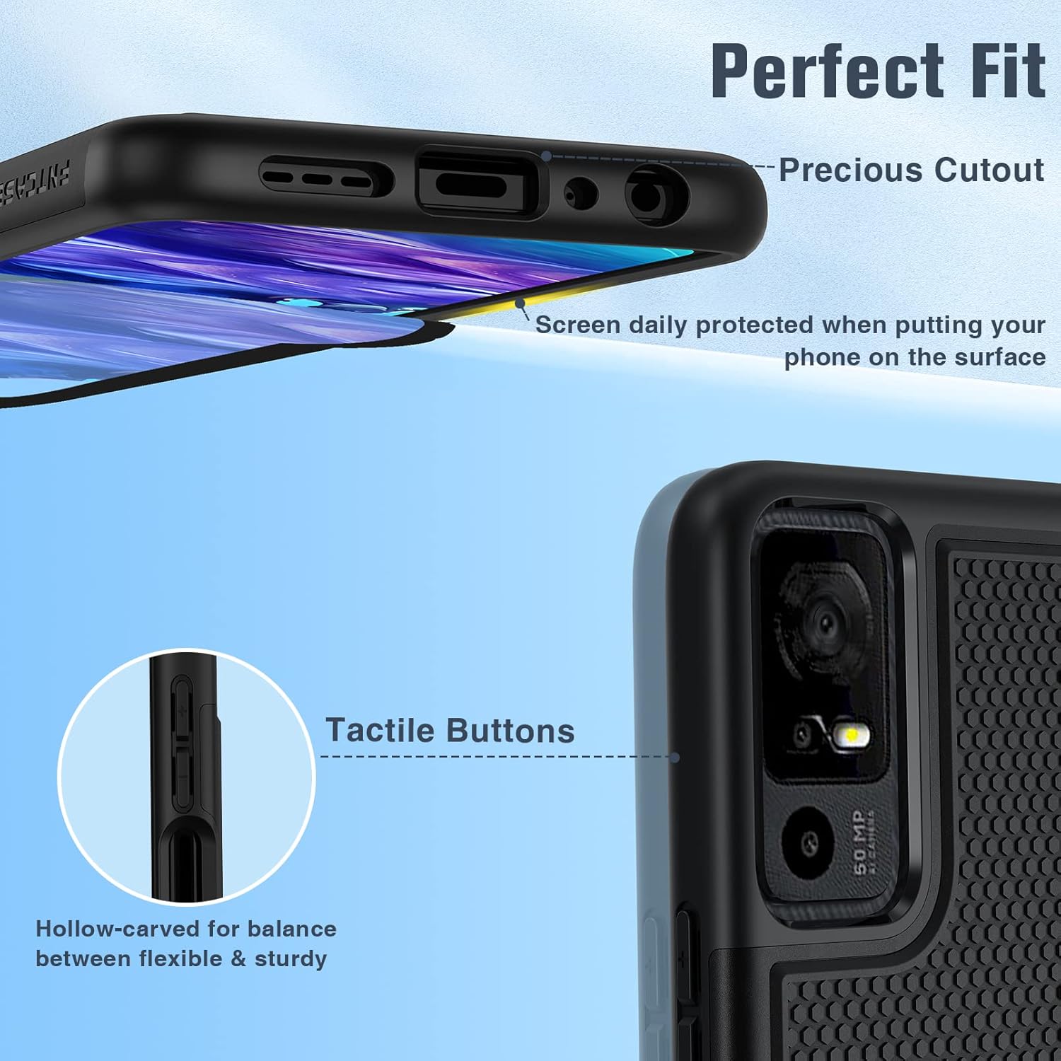 FNTCASE Funda para TCL 40-XE 5G Funda de teléfono con textura mate de doble capa a prueba de golpes de grado militar  Protección resistente a prueba