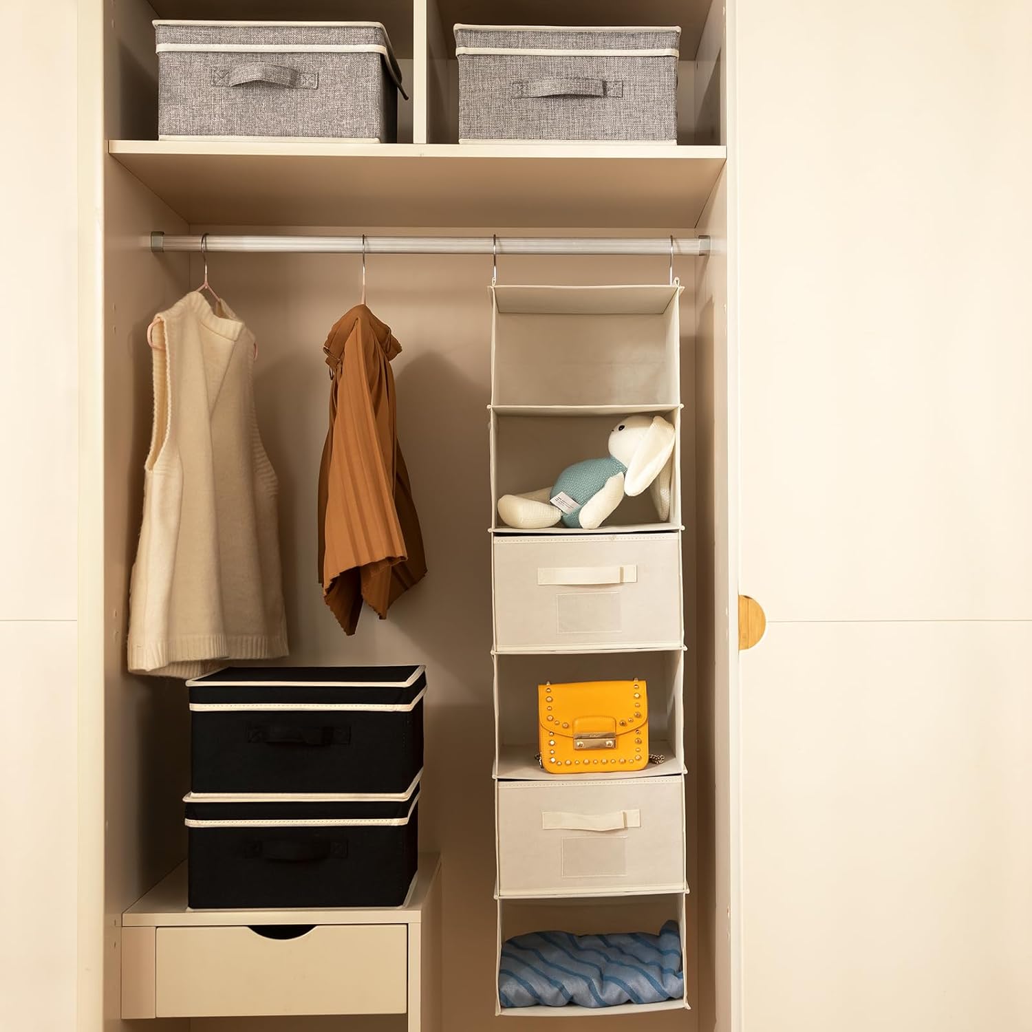 DOMEraax Contenedores de almacenamiento con tapa, caja de almacenamiento de ropa plegable con asa para juguetes, libros, armario, dormitorio, hogar,