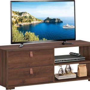 Tangkula Soporte de TV industrial para televisores de hasta 55 pulgadas, mesa consola multimedia con 2 cajones, centro de entretenimiento multiusos Tangkula Soporte de TV industrial para televisores de hasta 55 pulgadas, mesa consola multimedia con 2 cajones, centro de entretenimiento multiusos