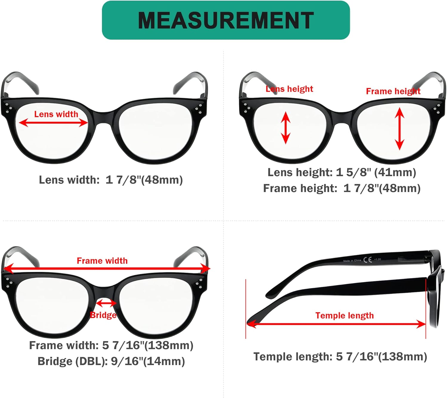 Eyekepper Gafas de lectura gruesas y resistentes para mujer, con 4 paquetes