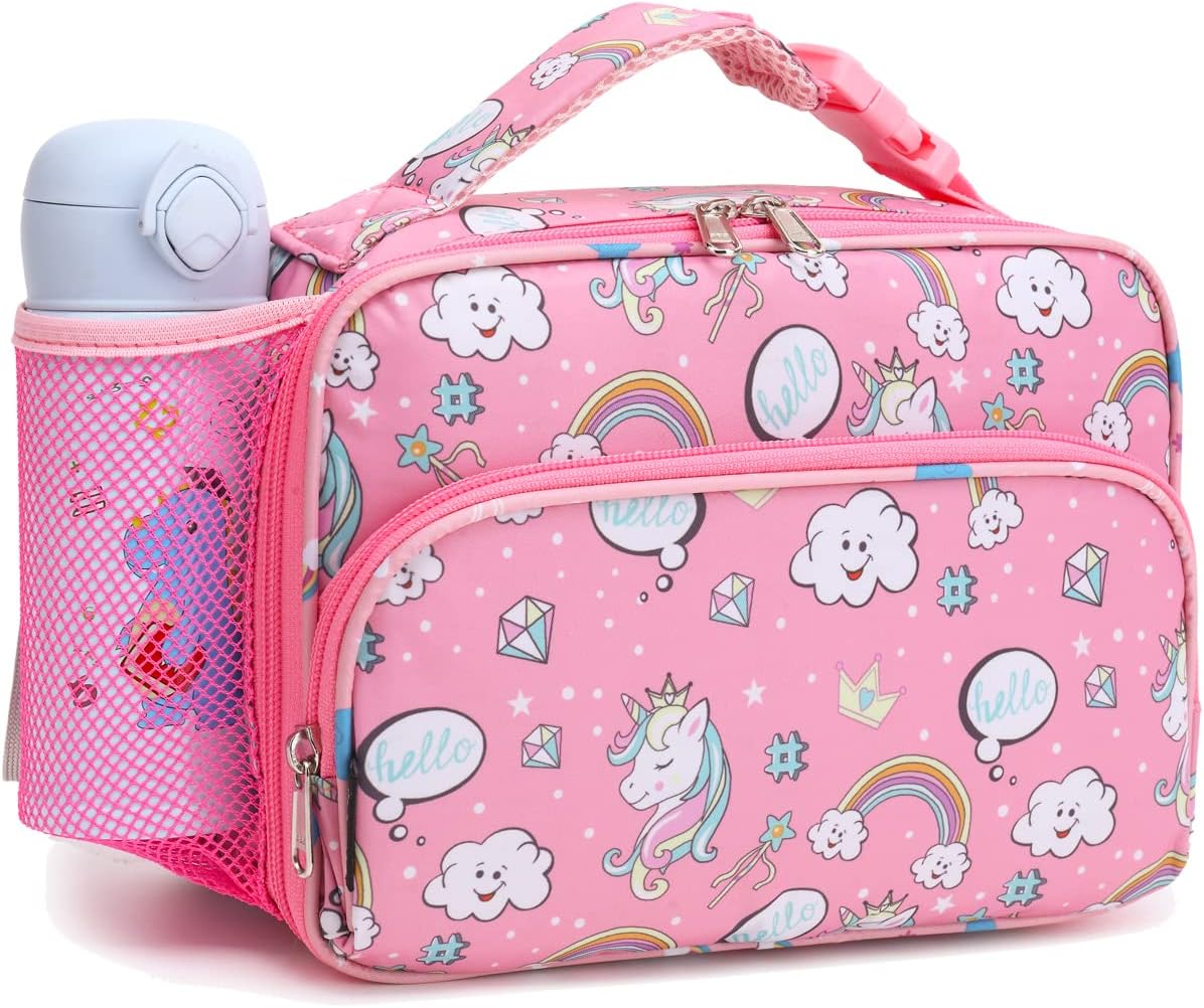 Caja de almuerzo para niños, bolsa suave aislada, mini enfriador de vuelta a la escuela, kit de bolsa térmica para niñas, niños, mariposa