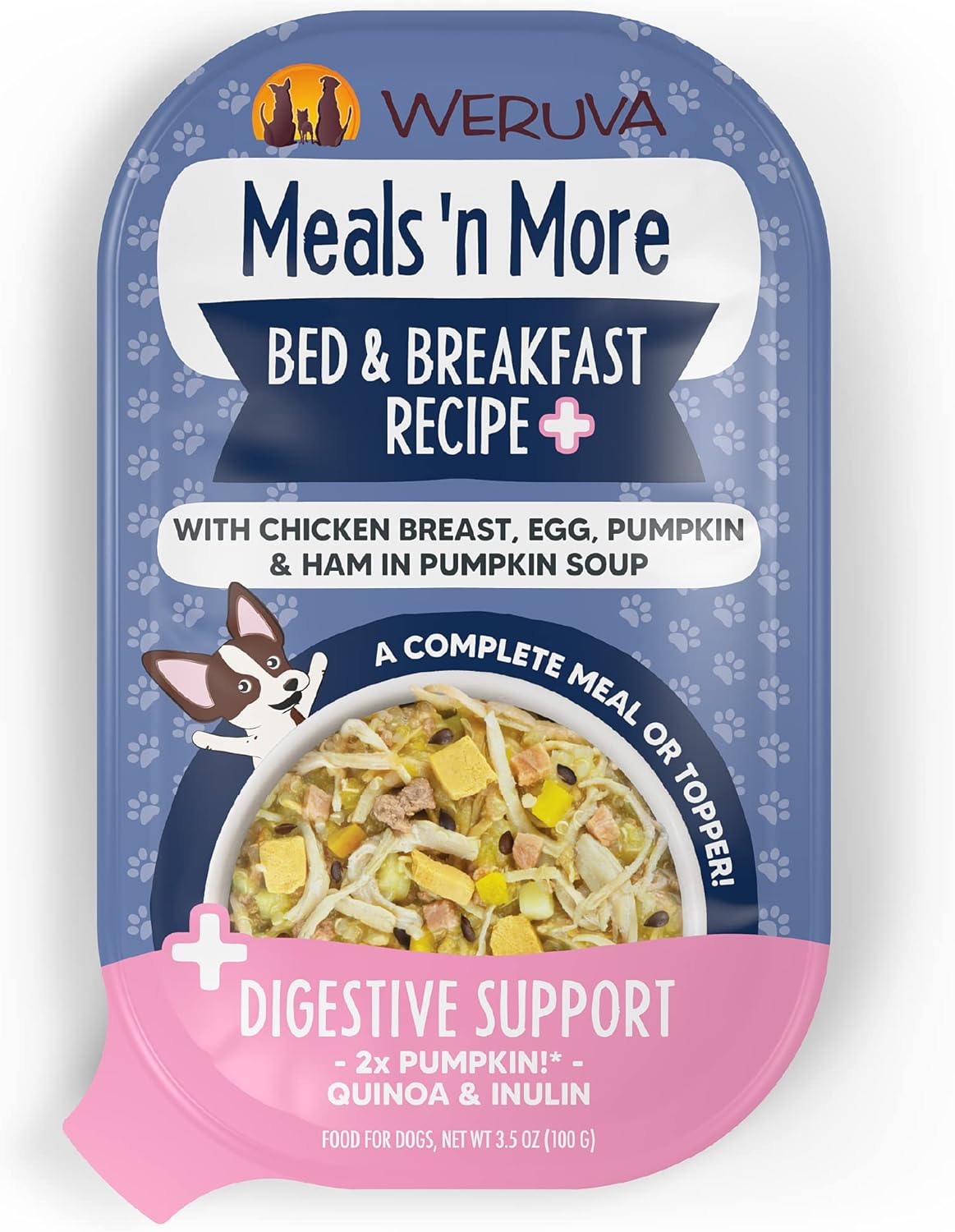 Weruva Meals ‘n More – Alimento húmedo natural para perros, Bed & Breakfast Plus soporte digestivo, taza de 3.5 onzas (paquete de 12)