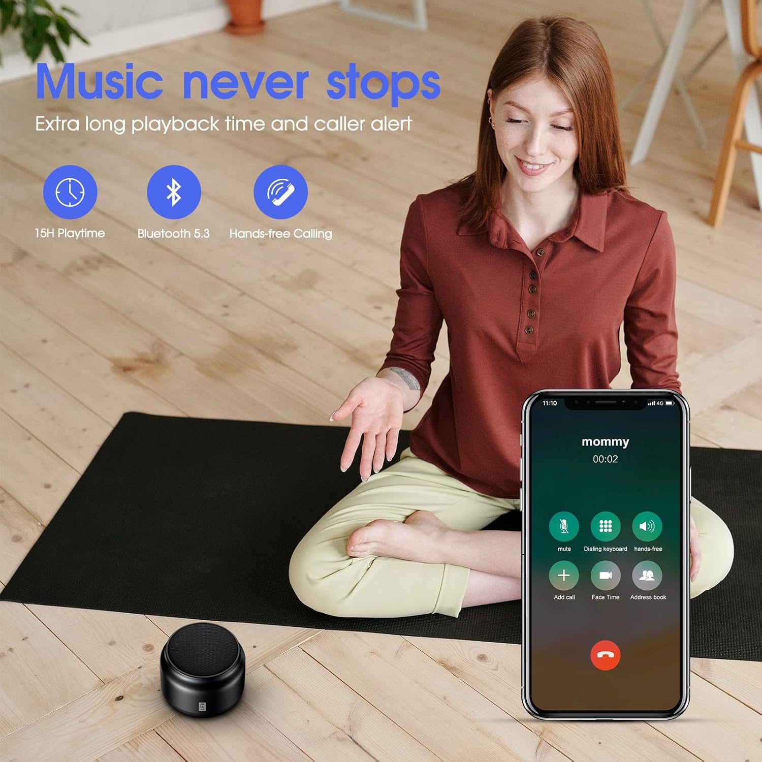 LFS Altavoz Bluetooth portátil, pequeño altavoz Bluetooth, reproducción ultra larga de 15 horas, emparejamiento TWS, adecuado para el hogar,
