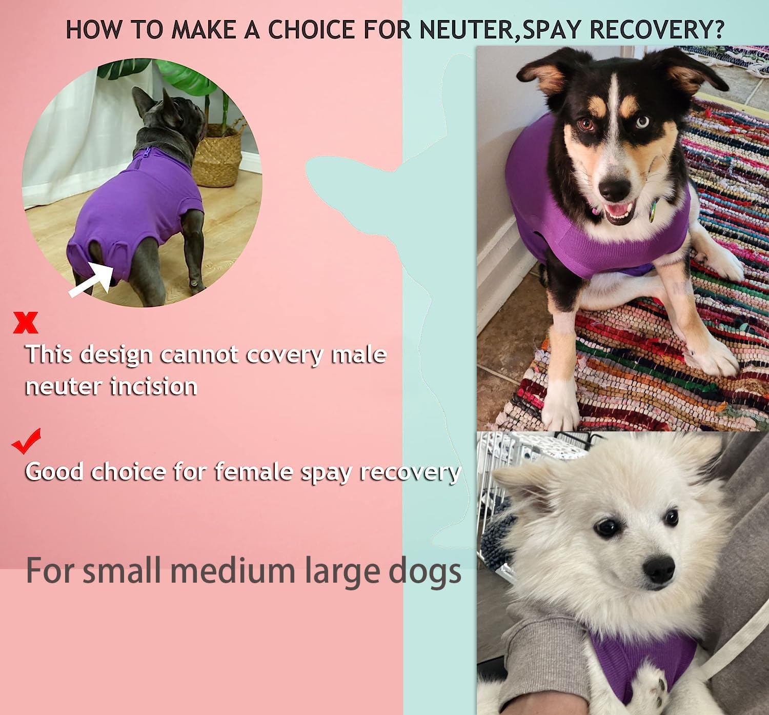 Wabdhaly Traje de recuperación de cirugía para perros, traje pequeño para hembras esterilizadas, machos, perros castrados, cachorros, recuperación