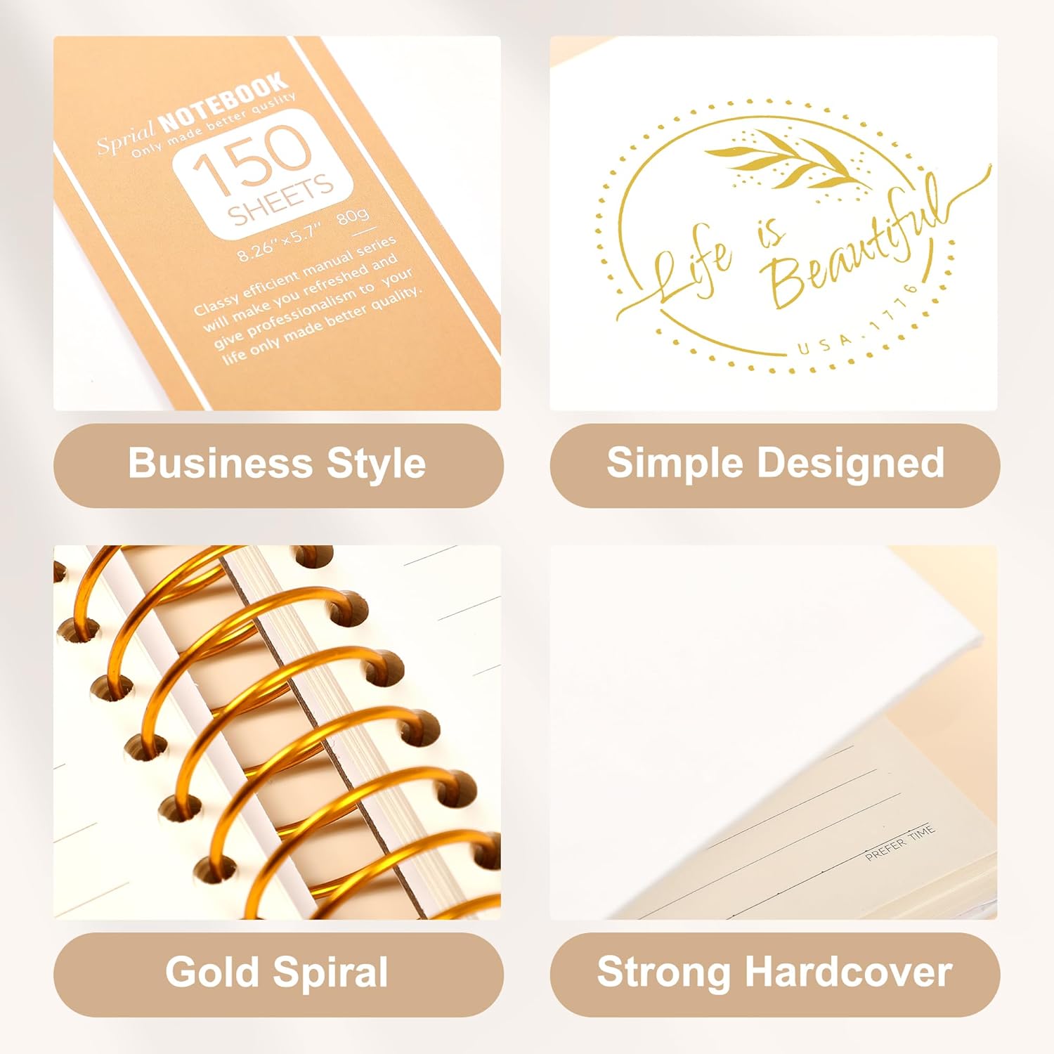 Yoment Cuaderno pequeño en espiral, 300 páginas, cuadernos en espiral de tapa dura, cuaderno de 5.5 x 7.5 pulgadas, cuaderno de rayas