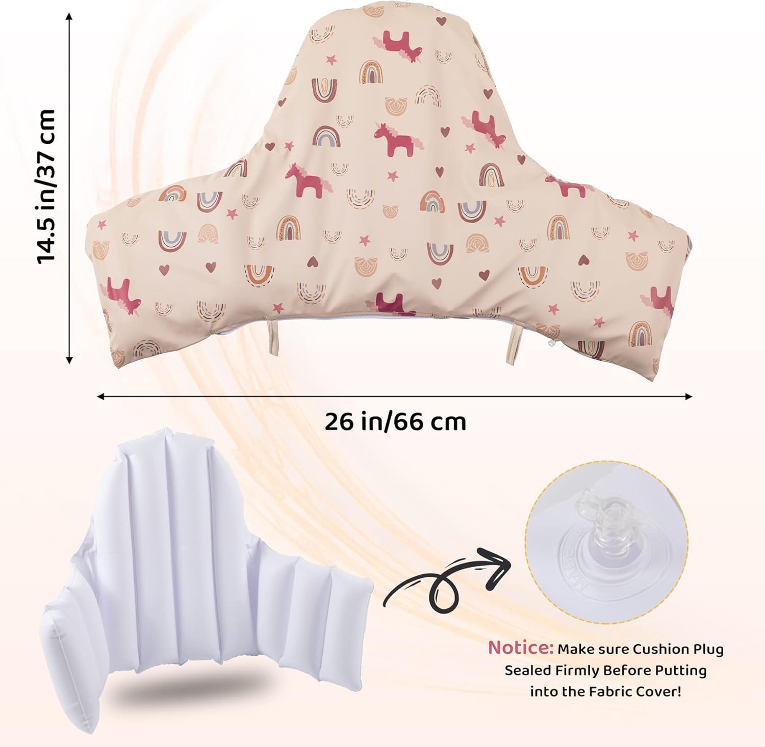 High Chair Cushion with Cover Pad for IKEA Antilop Babies Toddlers Inflatable & Reversible Built-in Inflatable Cushion