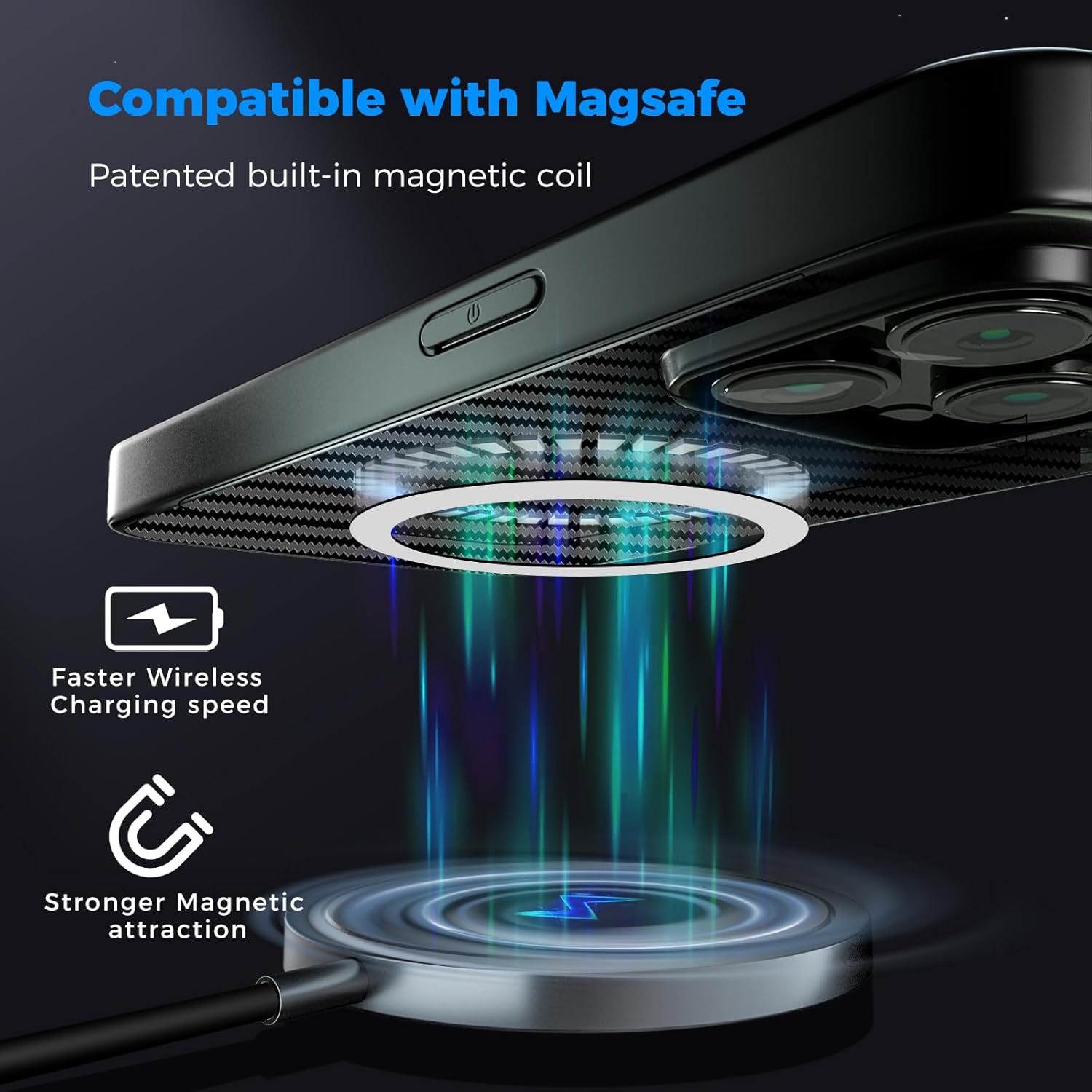 MONOCARBON Funda de fibra de carbono real para iPhone 15, lujosa funda de sarga minimalista de 6.1 pulgadas a prueba de caídas compatible con