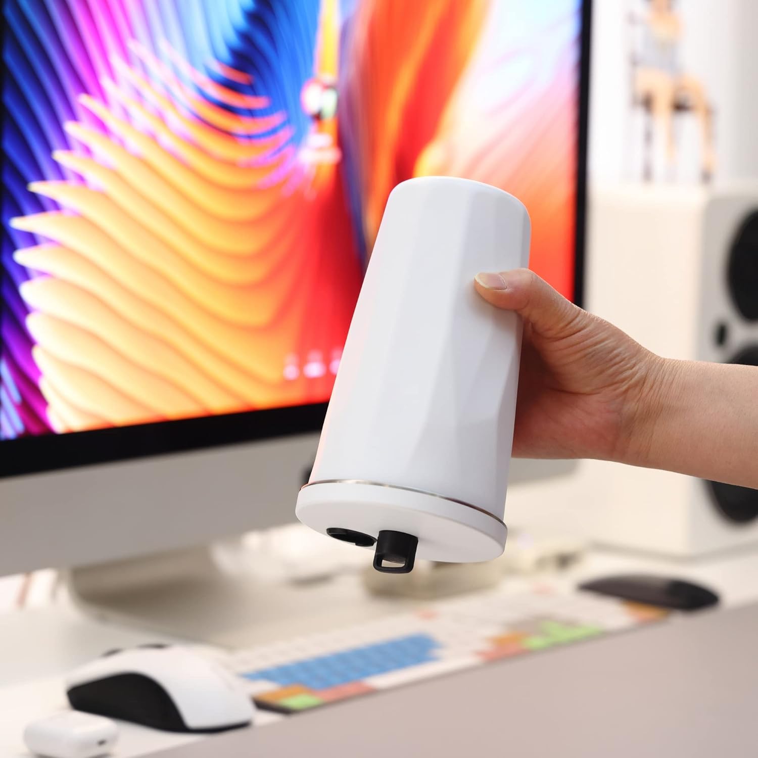 Youwoo – Vaso aislado al vacío de 20 onzas con popote de metal, taza aislada al vacío de doble pared, taza de café para bebidas calientes y frías,