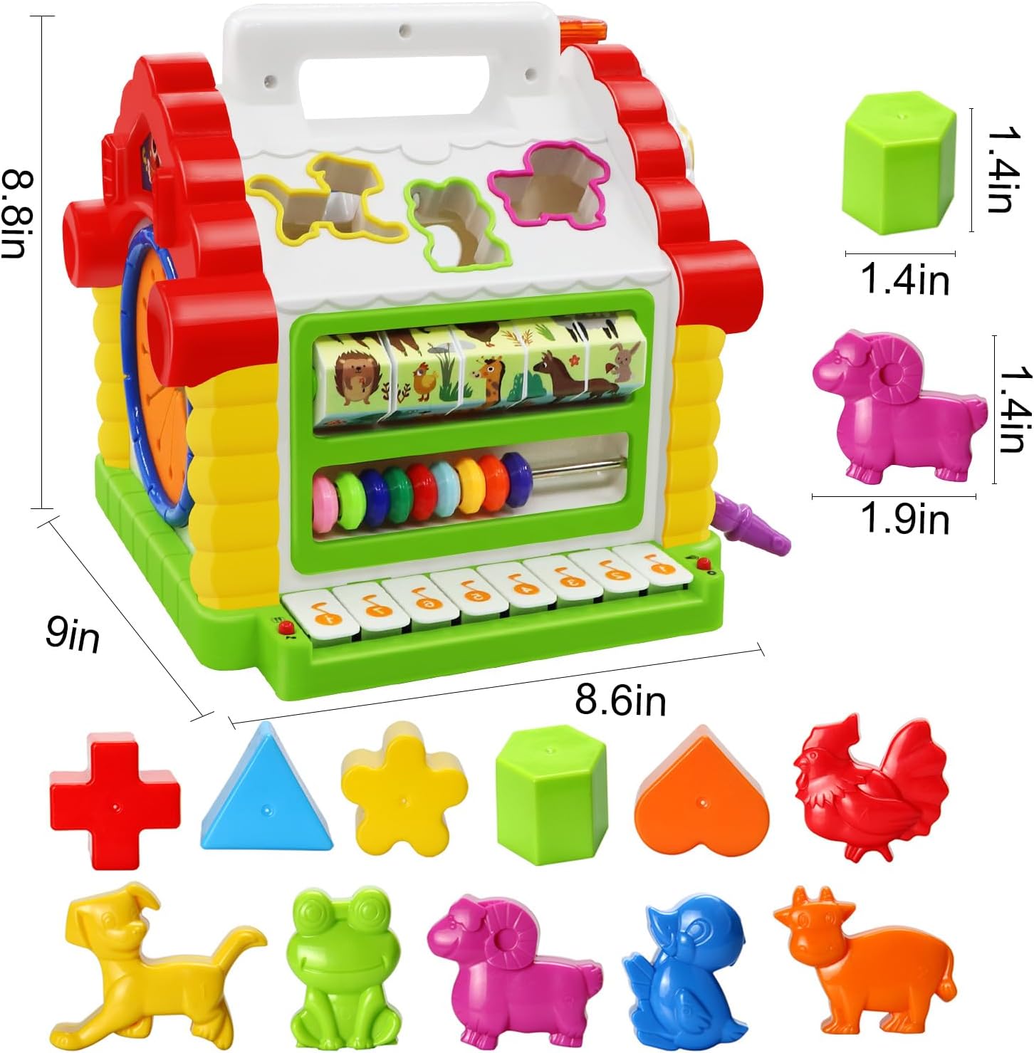 Juguetes para niñas de 1 año, regalo de cumpleaños, juguetes Montessori para niños pequeños de 1 a 2 años con sonidolucesmúsicabloquesanimales 6 en