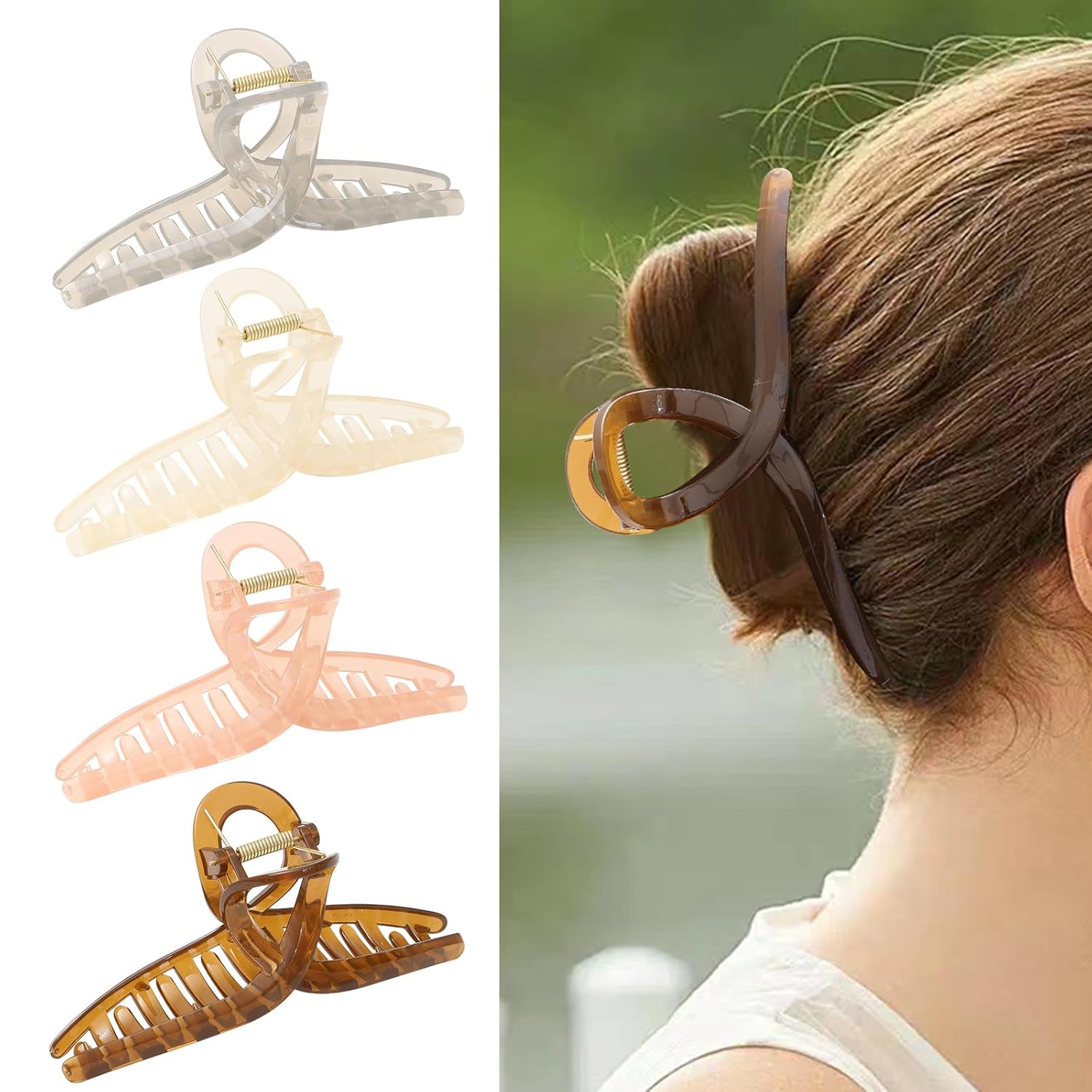 Paquete de 4 pinzas para el cabello extra grandes, pinzas de garra extra grandes de 6 pulgadas para cabello grueso y cabello largo, pinzas de