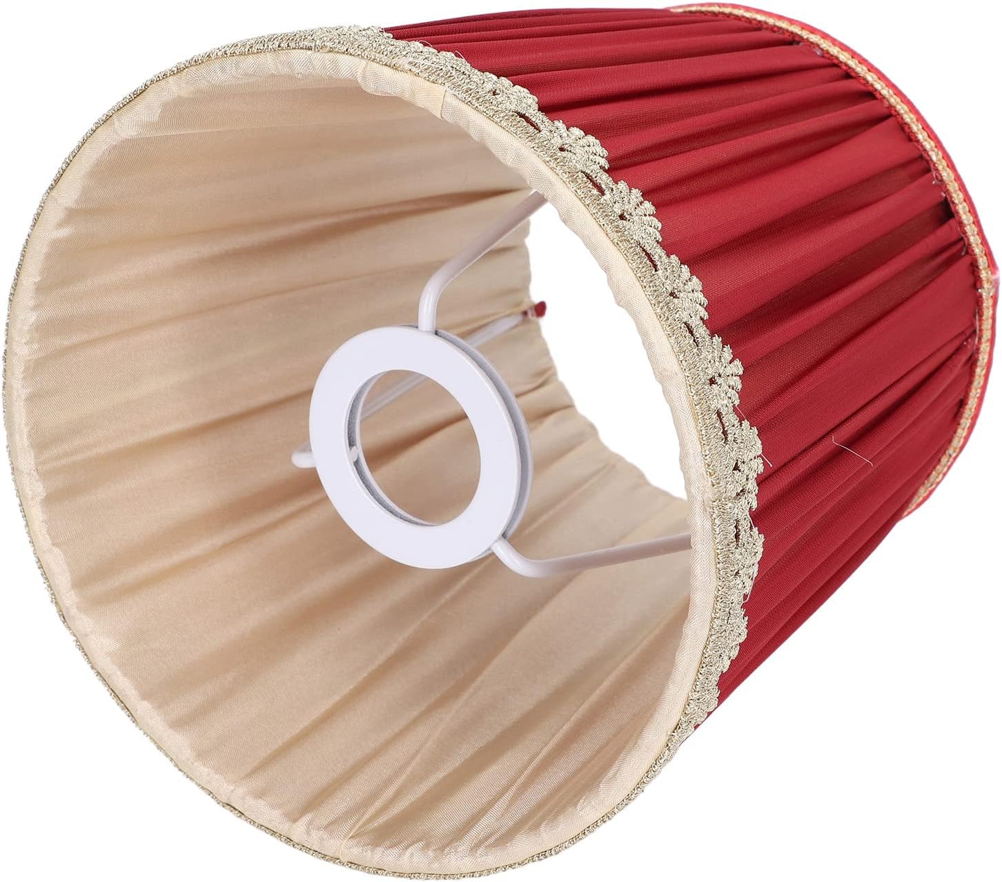 Juego de 6 pantallas de lámpara pequeña color rojo vino, pantalla plisada hecha a mano cubierta de lámpara de tela para lámpara de pared E14