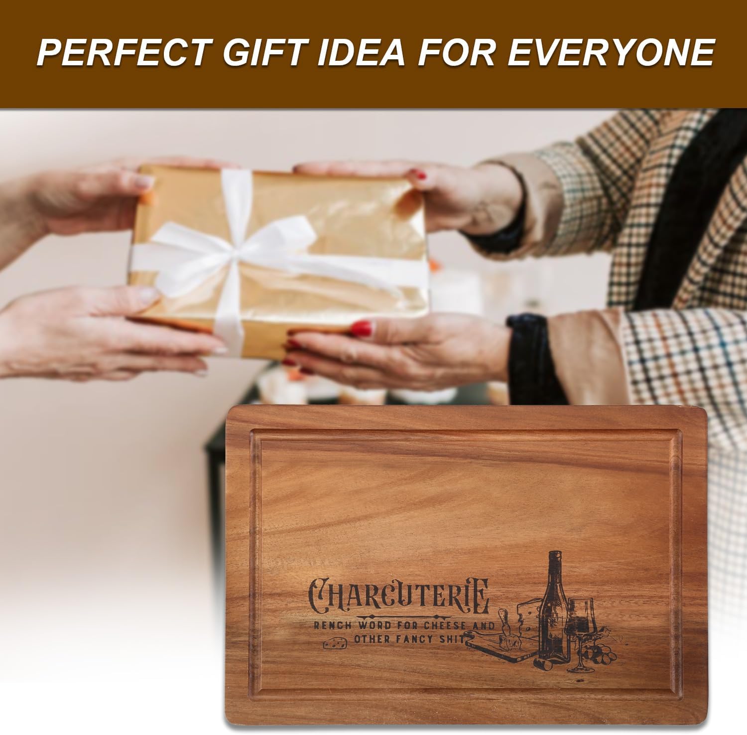 Divertida tabla de charcutería ideas de regalo Tabla decorativa de queso de madera, Día de la Madre Navidad Regalo perfecto de inauguración de la