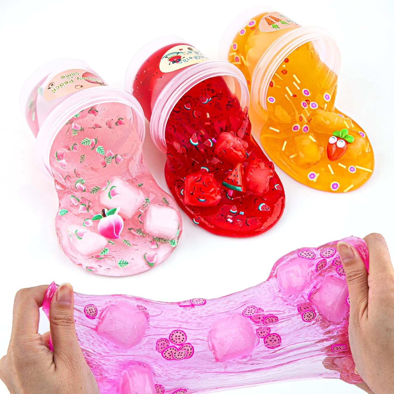 Paquete de 4 kits de slime transparente, paquete de slime de gelatina, juguetes de limo crujiente para niños, kit de fabricación de limo de agua,