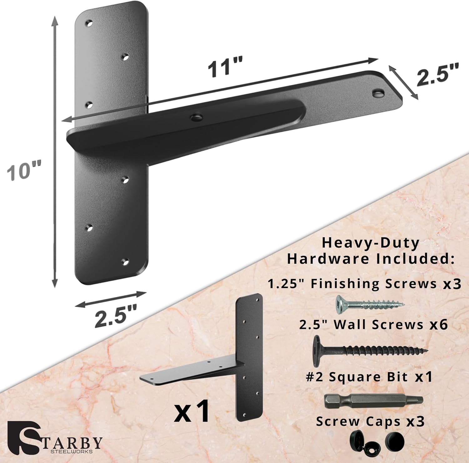 Starby Soporte de granito flotante de alta resistencia  Soporte en T de alta calidad para estanterías voladizas  Soporte fuerte e invisible para
