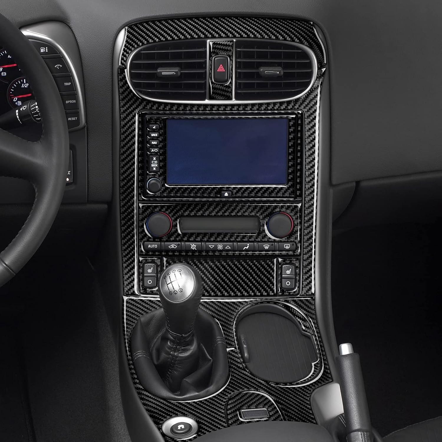 Adhesivo para panel de CD de consola central de automóvil, cubierta interior de fibra de carbono para Chevrolet Corvette C6 Z06  C6 ZR1  C6 Grand