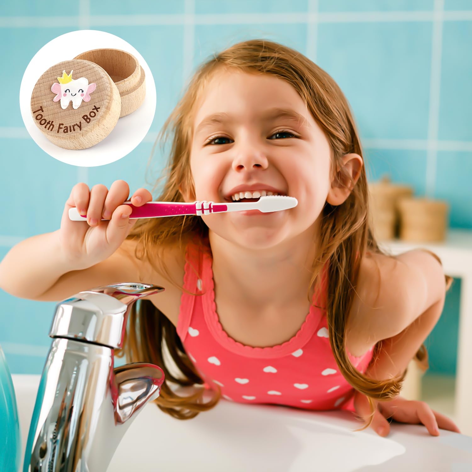 Caja de almacenamiento de dientes, caja de dientes de madera, bonita caja de recuerdo de dientes, caja de dientes de bebé para niños y niñas