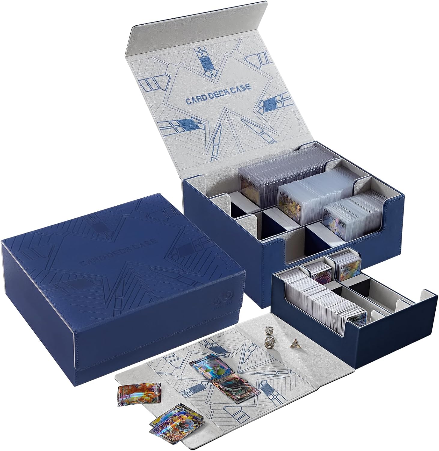 Toploader Cajas de almacenamiento de tarjetas, caja de almacenamiento de tarjetas coleccionables con cierre magnético, caja de cuero sintético para