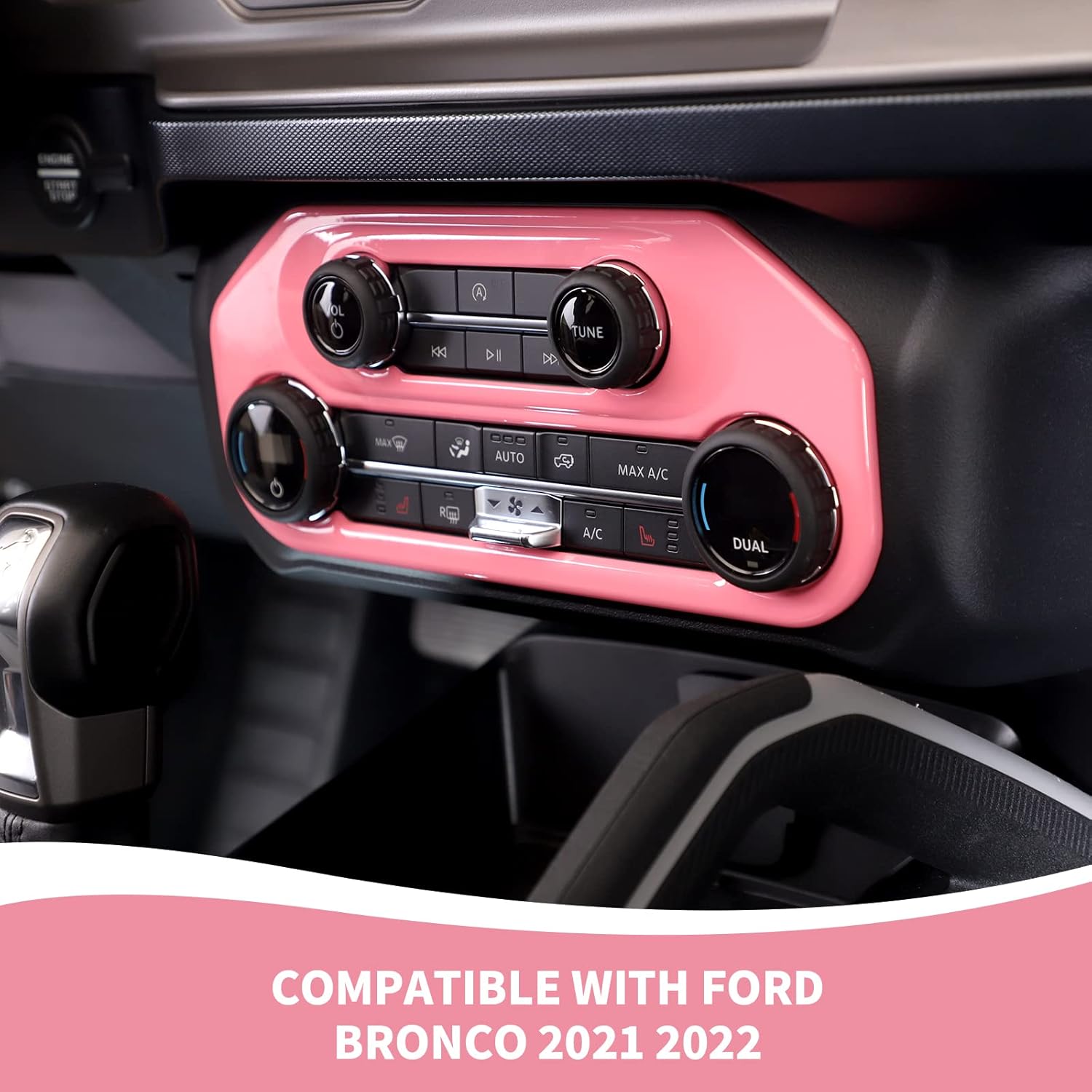 Cubierta para panel de interruptor de aire acondicionado, consola central AC, ajuste de botón compatible con accesorios interiores Ford Bronco