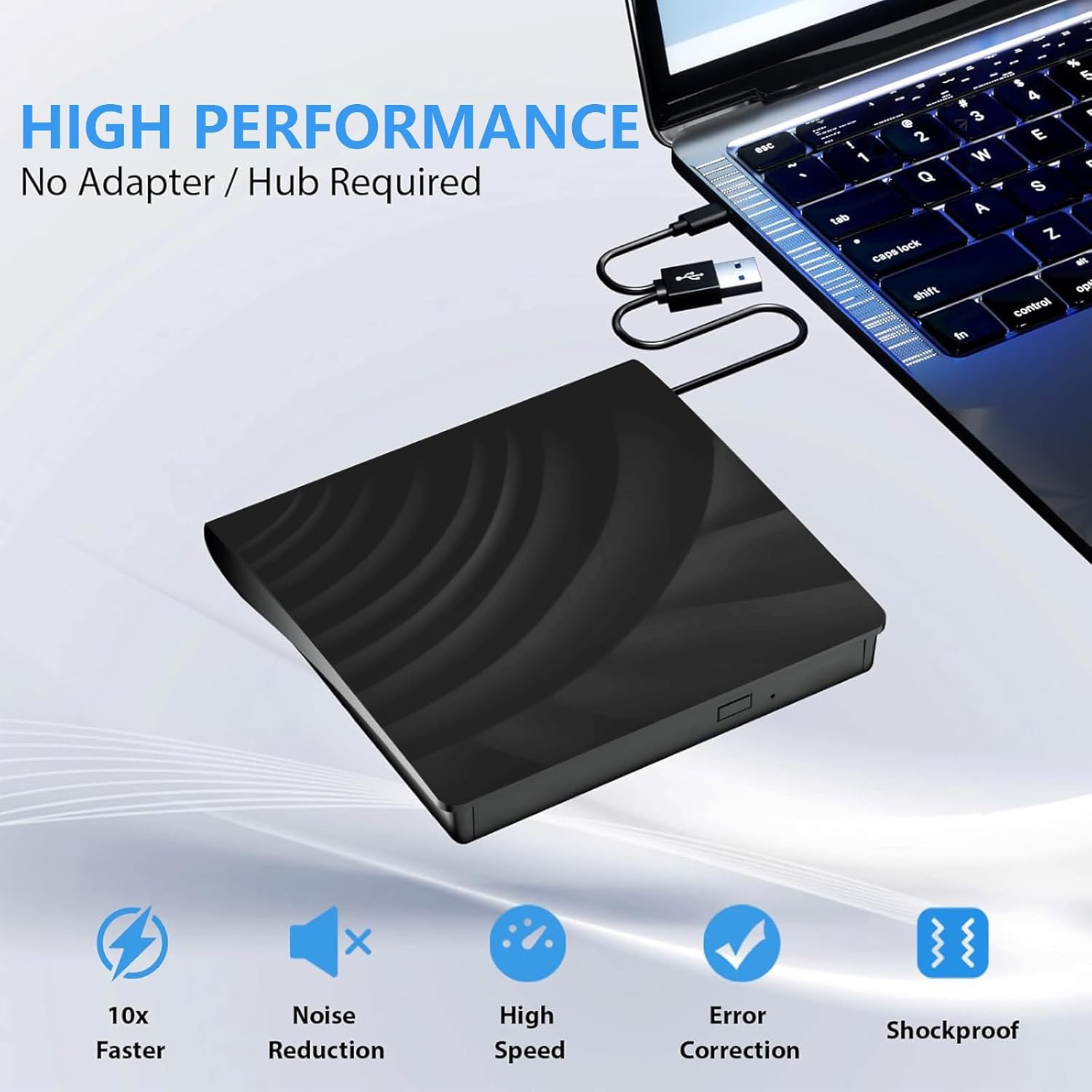 Unidad Blu Ray externa, unidades Bluray portátiles lector de CD DVD BD, USB 3.0 Tipo-C delgado óptico CDDVD Blu Ray quemador para MacBook Laptop PC
