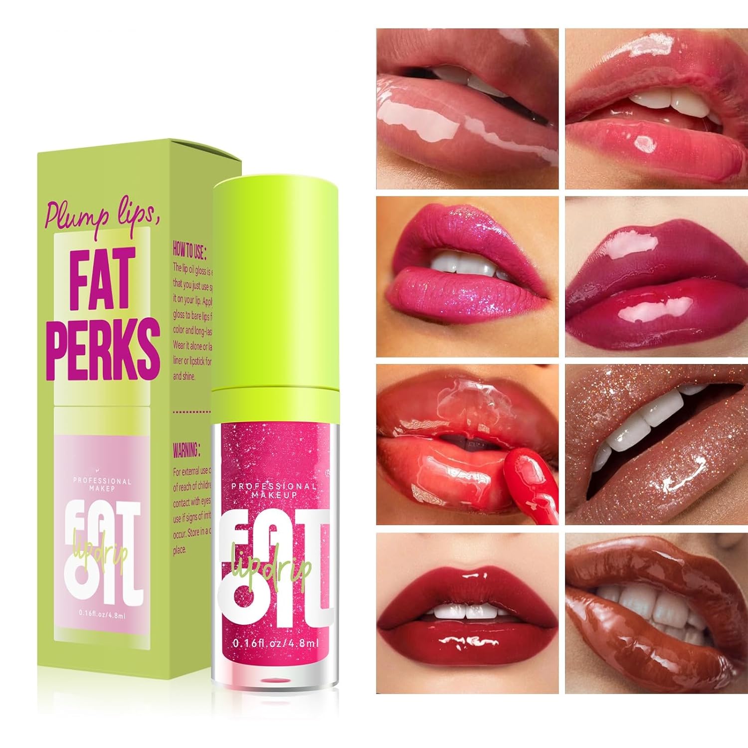 MAEPEOR Aceite de labios, color de labios brillante hidratante ultrahidratante, 16 tonos, cabeza de cepillo grande, antiadherente, de larga
