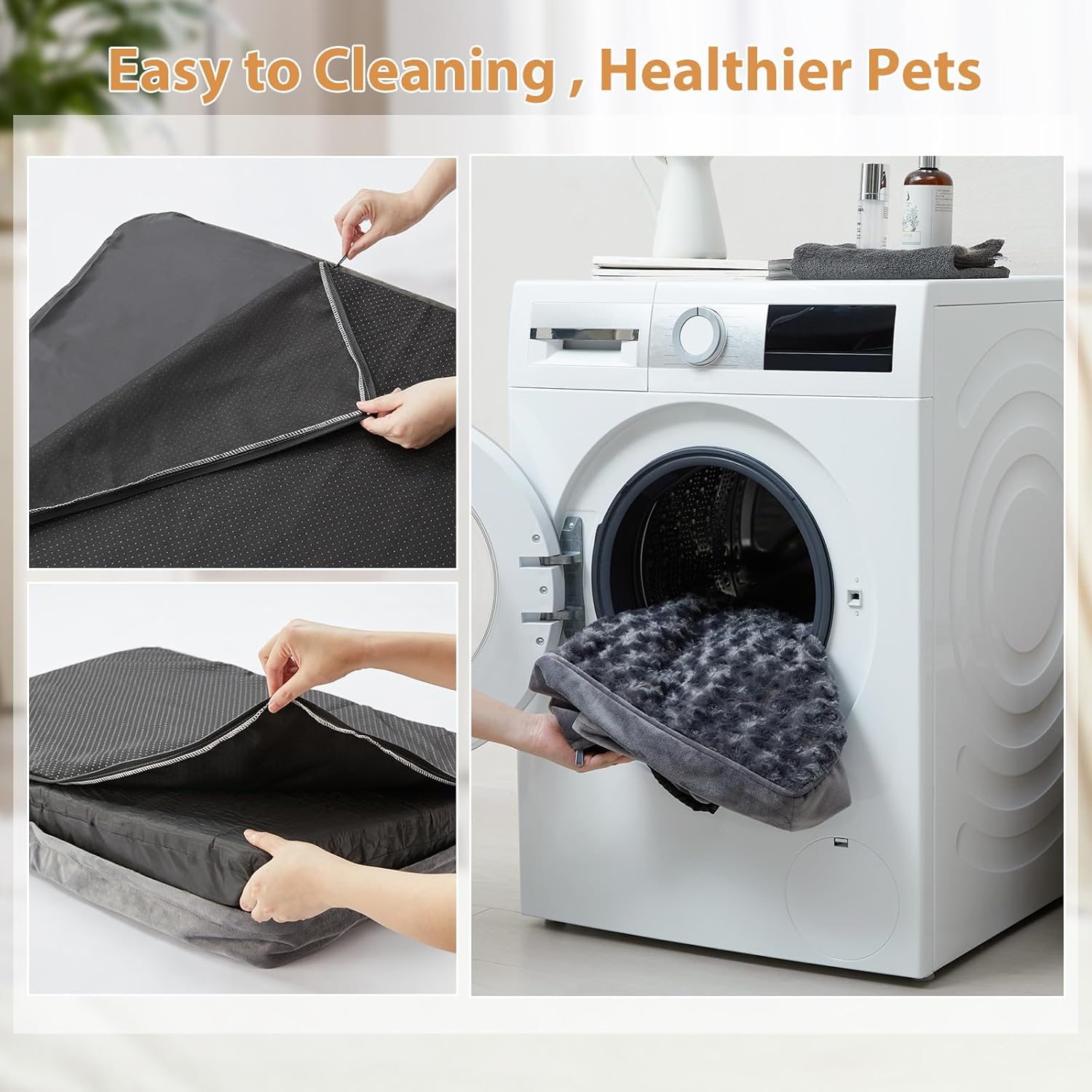 WNPETHOME Cama ortopédica grande para perros, cama para perros grandes con caja de espuma de huevo, cama para mascotas con felpa suave de rosa,