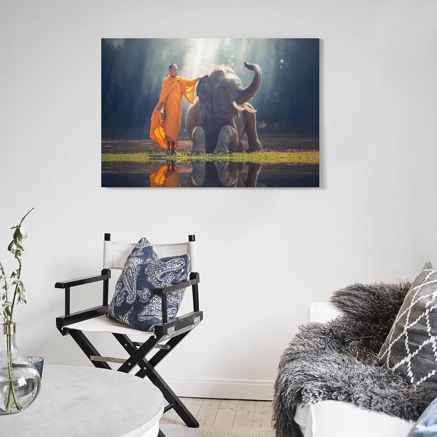 Buda Zen Thai Elefante Monje Arte Póster de Pared, Yoga Masaje Meditación Póster Decorativo de Pared (1) Pinturas de Arte de Pared Lienzo Decoración