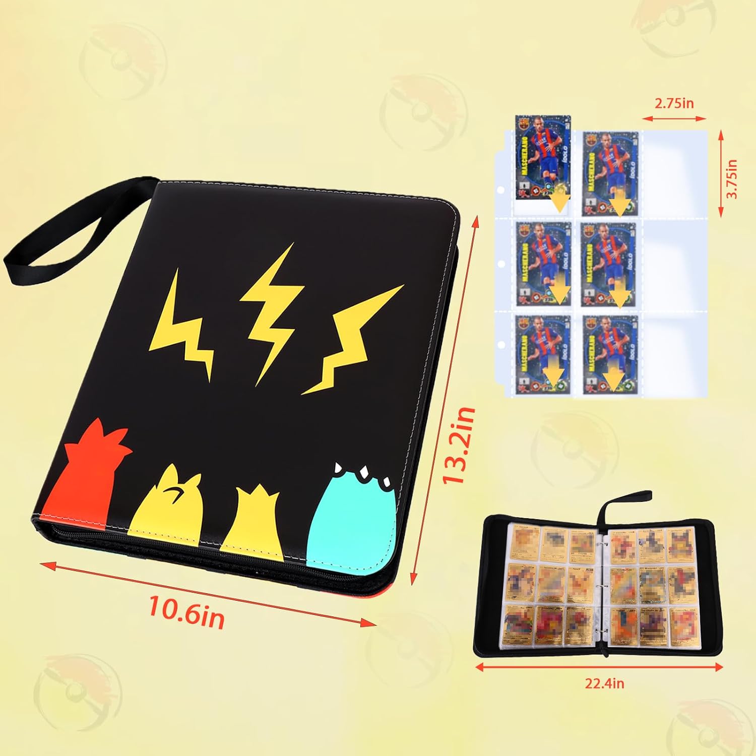 Carpeta de tarjetas  Álbum de tarjetas con 9 bolsillos  Capacidad para 990 tarjetas con 55 fundas extraíbles de doble cara  Soporte para tarjetas de