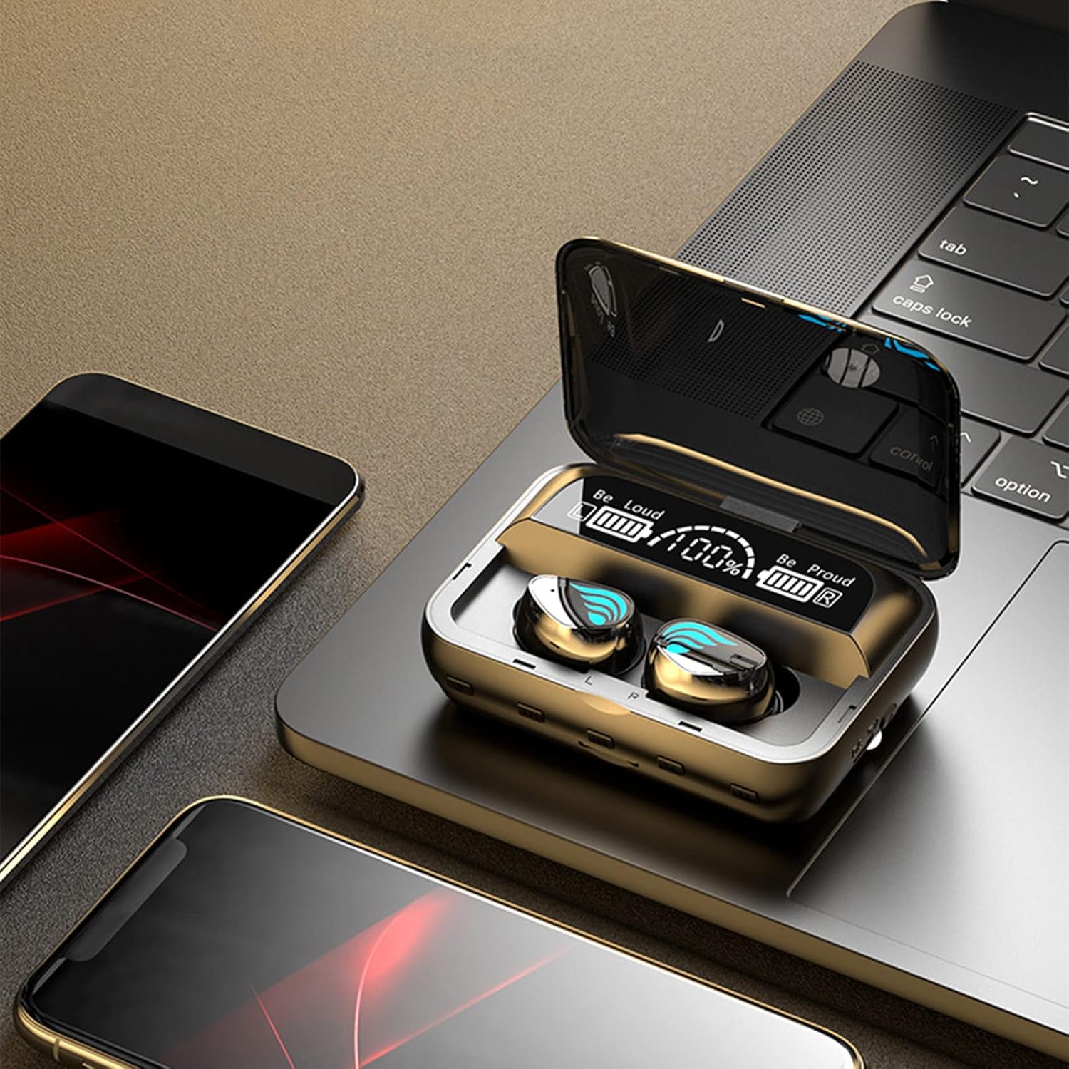 OAVQHLG3B Auriculares inalámbricos Bluetooth Auriculares Bluetooth inalámbricos Bluetooth con tarjeta micro SD enchufable con linterna MP3 tocando