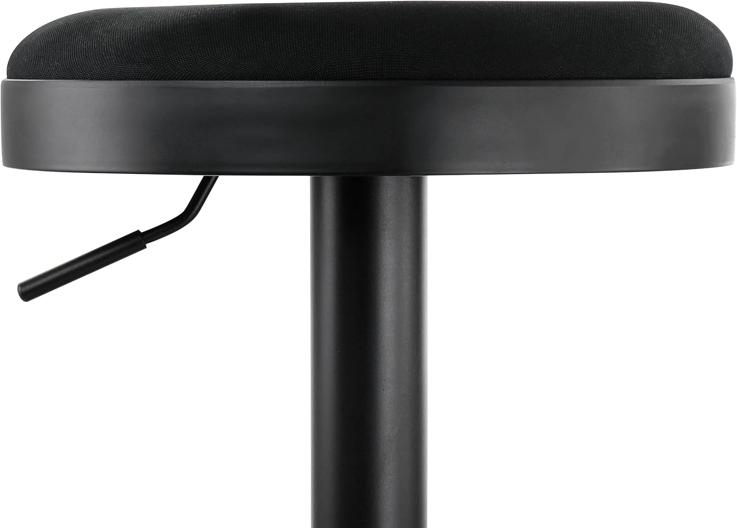 Elama Taburete de bar de tela ajustable sin respaldo de 2 piezas en negro con base negra, (ELM-7229)