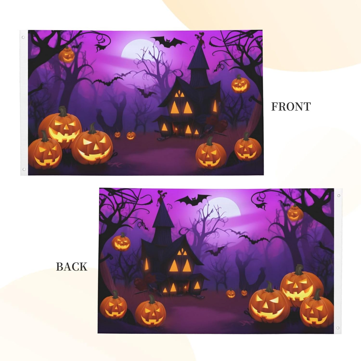 Bandera de calabaza de Halloween, impresión de doble cara, pancarta de poliéster de 3 x 5 pies con ojales, banderas de jardín y casa, decoración