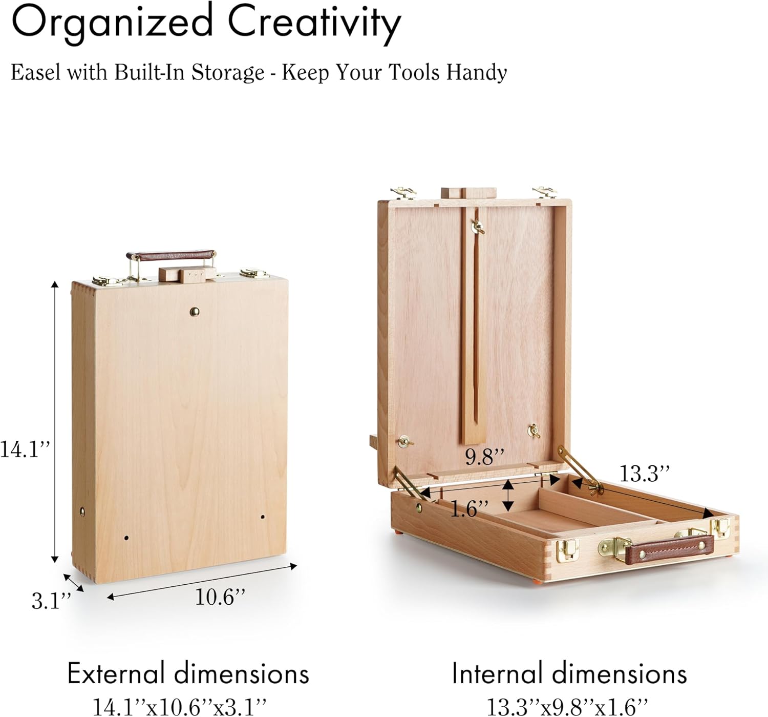 ARTIFY – Juego de caballete de caja de bocetos de mesa, caballete de artista de escritorio con pinturas acrílicas de 12 colores, 13 pinceles, 4