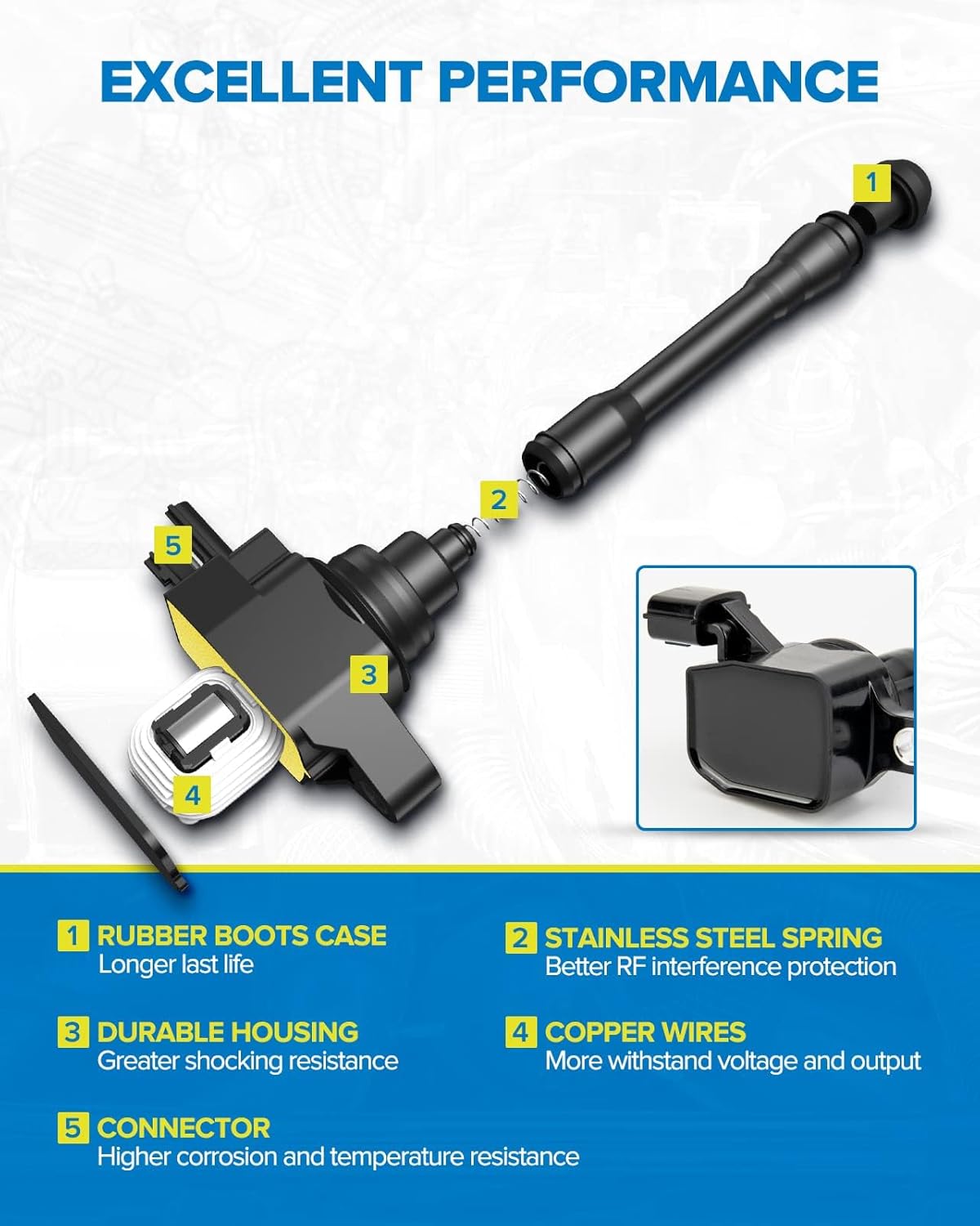 PHILTOP Paquetes de bobinas de encendido, compatibles con Murano Pathfinder Maxima QX60 Quest Altima G35 JX35 EX35 FX35 350Z G25 M35 Q50 M35h Q70