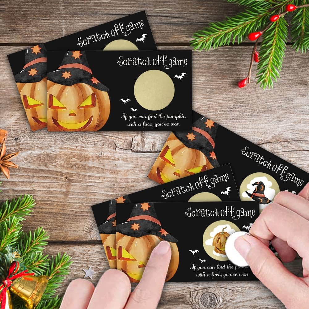 REWIDPARTY Juego de cartas para raspar para fiesta de calabaza (32 piezas) Actividad divertida de Halloween para grupos, niños y adultos, juegos de