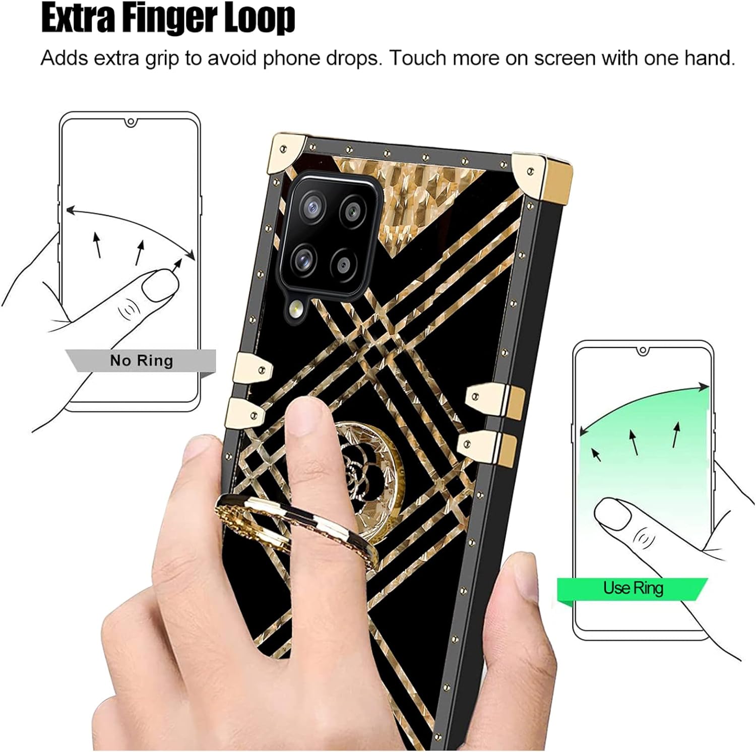 KuDiNi Funda para Galaxy A42, A42 Samsung para mujer, funda cuadrada a prueba de golpes, TPU retro, elegante, clásico, borde de lujo, protección