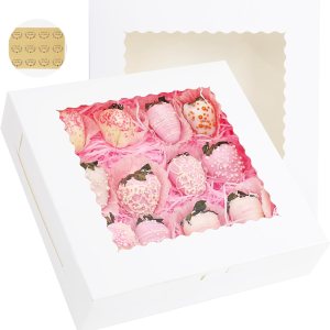 Yeplan Paquete de 20 cajas para tartas, cajas de panadería de 10 x 10 x 2.5 pulgadas con ventana, cajas de galletas para pastel, donas, chocolate, Yeplan Paquete de 20 cajas para tartas, cajas de panadería de 10 x 10 x 2.5 pulgadas con ventana, cajas de galletas para pastel, donas, chocolate,