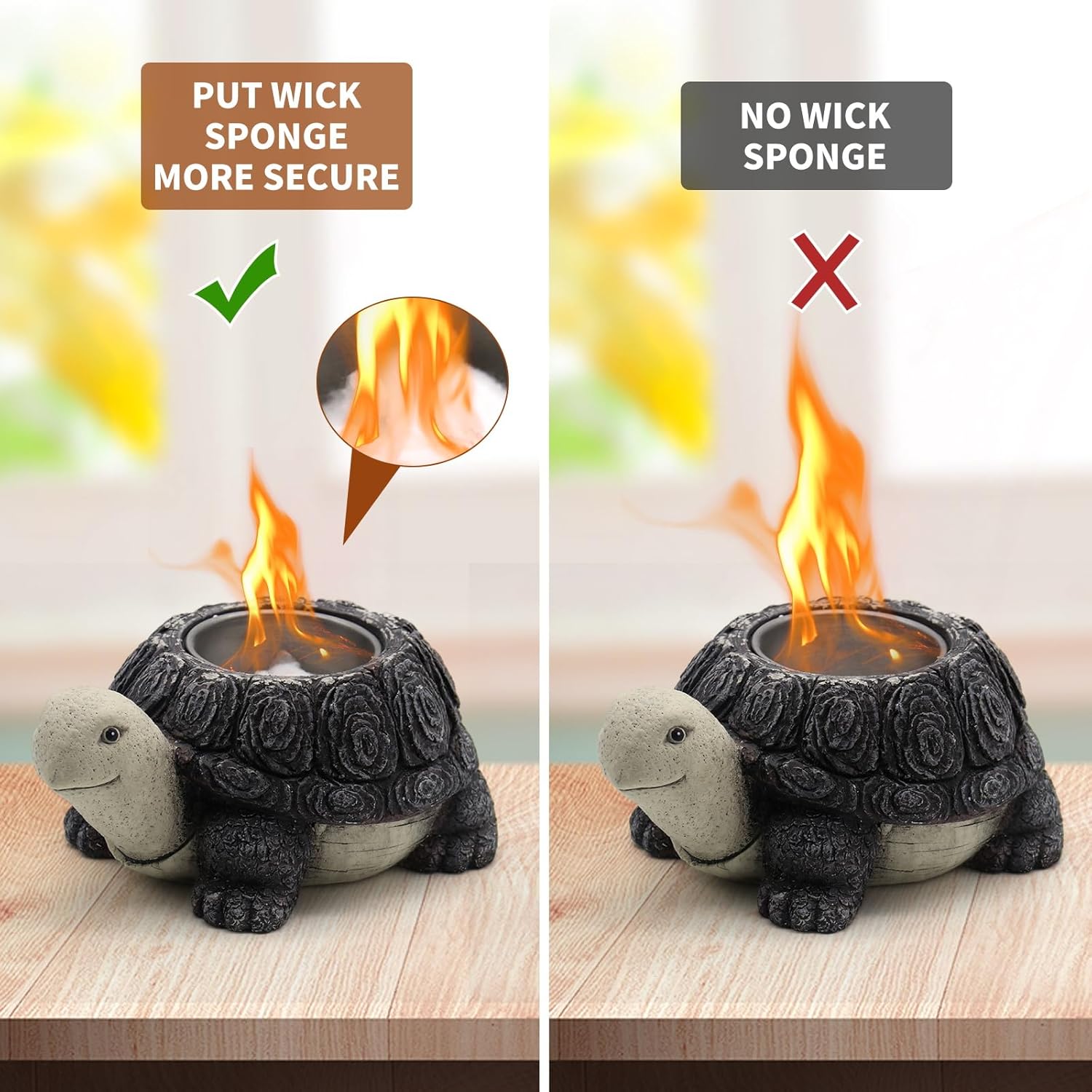 Chimenea de mesa, mini hoguera de hormigón, bonita chimenea personal de tortuga y erizo para uso en interiores y exteriores.