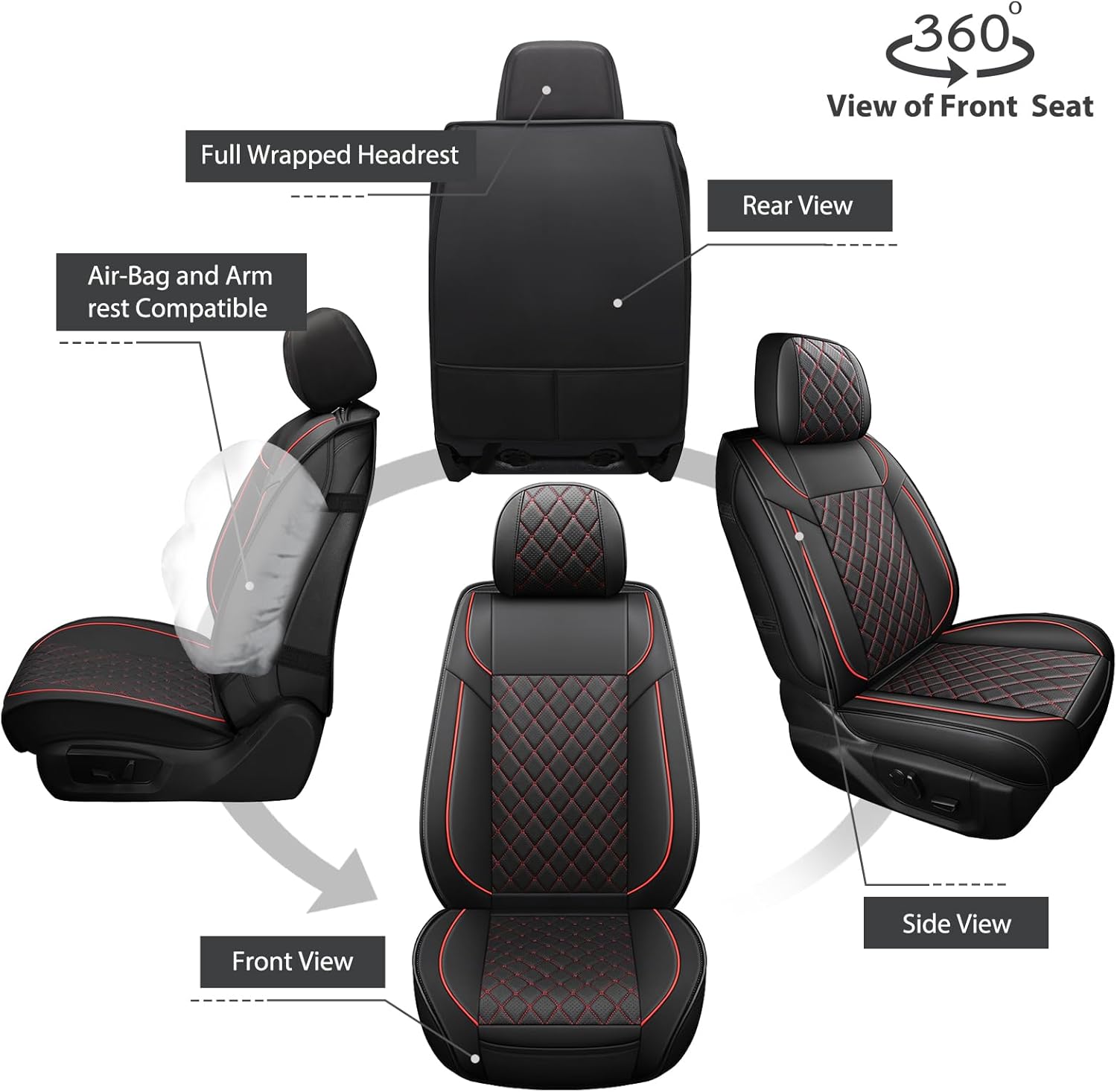 FREESOO Juego completo de fundas de asiento de automóvil para Dodge Ram 2002-2023 1500 2500 3500 Classic Crew Quad Cab Funda de asiento de cuero con