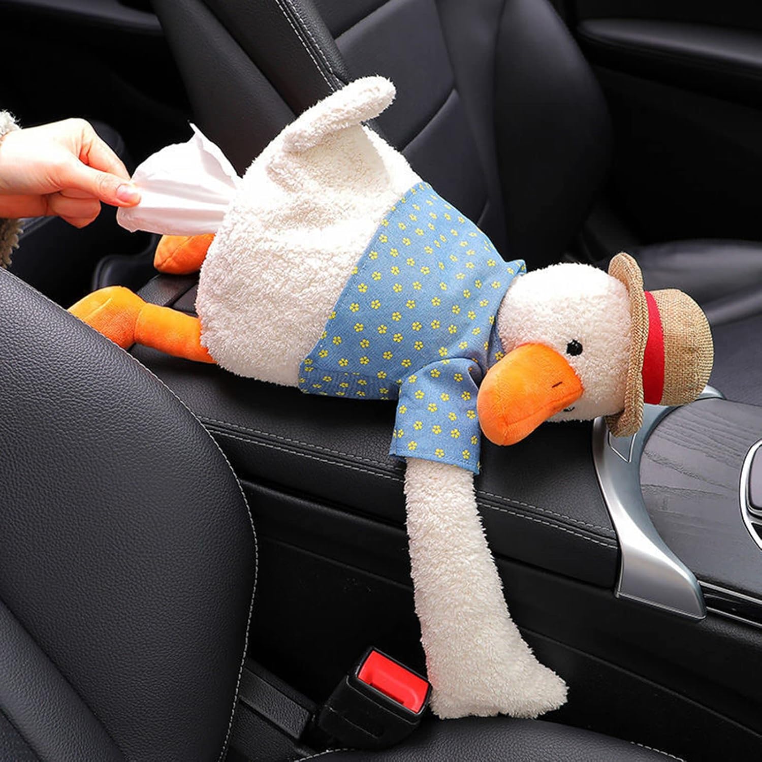 Soporte de pañuelos de felpa para automóvil, cajas Kleenex para automóvil, dispensador de pañuelos de pato lindo para automóvil, soporte para