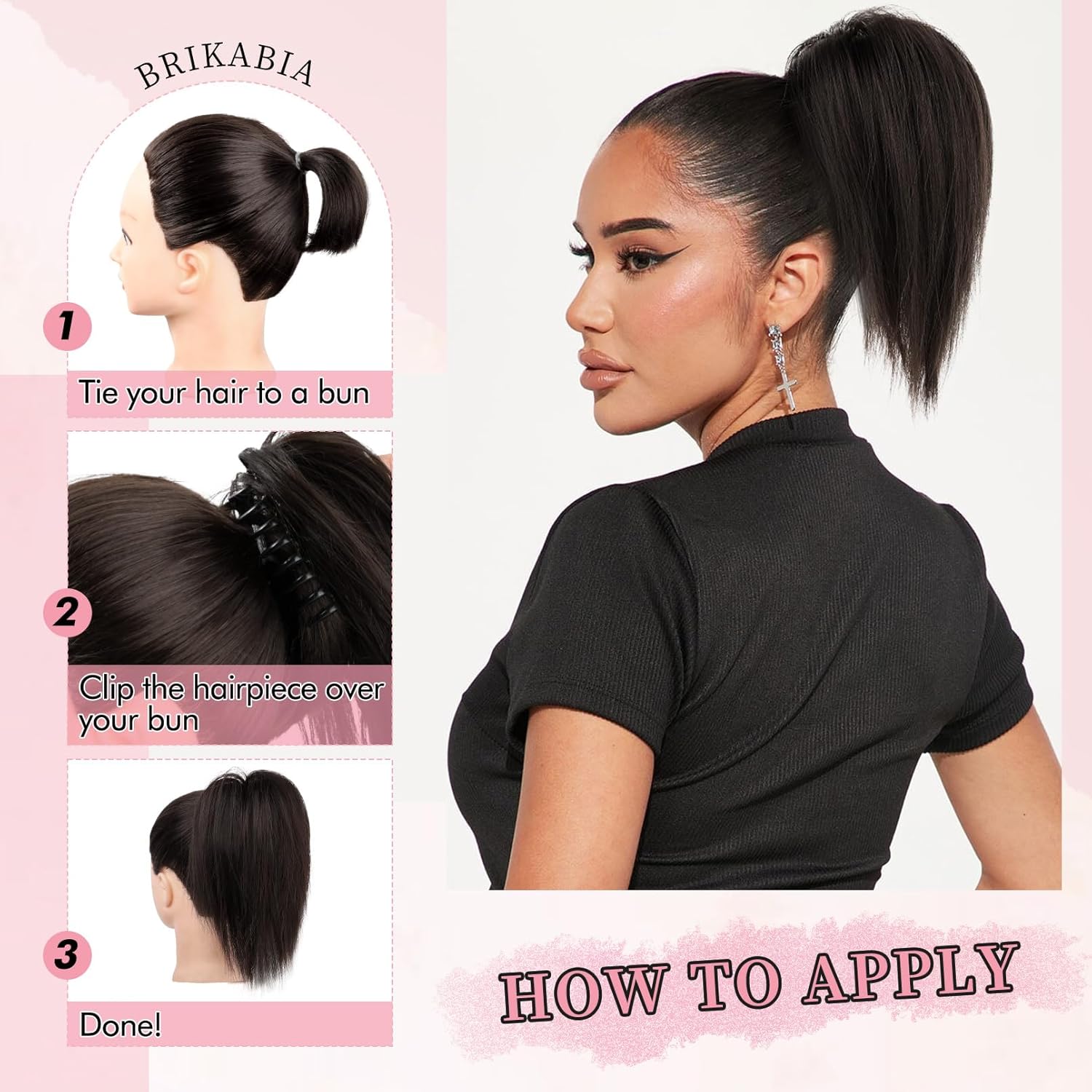 Moños de pelo, clip de garra, pieza de pelo desordenado para mujer, extensión de pelo corto de cola de caballo, extensión de pelo despeinado hacia