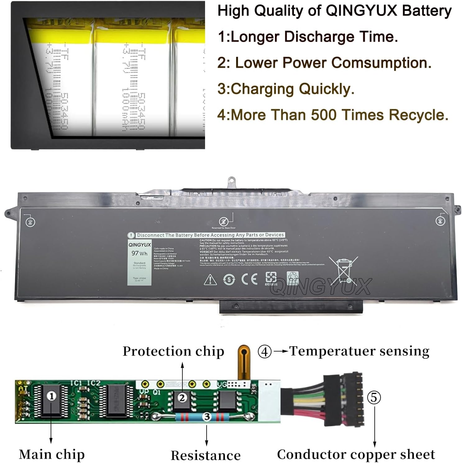 1FXDH 1WJTO 01WJT0 1WJT0 0D191G D191G CN-0D191G IFXDH Batería para portátil compatible con Dell Precision 3541 3551 Latitude 15 5501 5511 E5501
