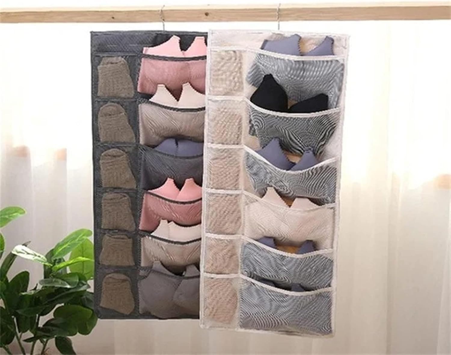 Organizador de brasieres para colgar en el armario para calcetines, ropa interior, ropa interior con colgador de metal giratorio, estante de doble