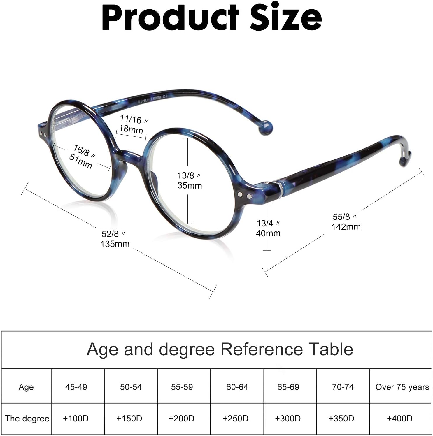 TISHUI Gafas de lectura redondas para mujeres y hombres, con bloqueo de luz azul, para lectores circulares, unisex, ultraligeros, lentes de tramposos